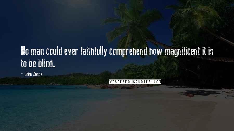 John Zande Quotes: No man could ever faithfully comprehend how magnificent it is to be blind.