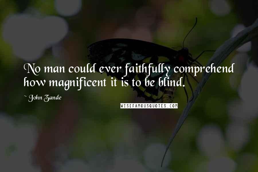 John Zande Quotes: No man could ever faithfully comprehend how magnificent it is to be blind.