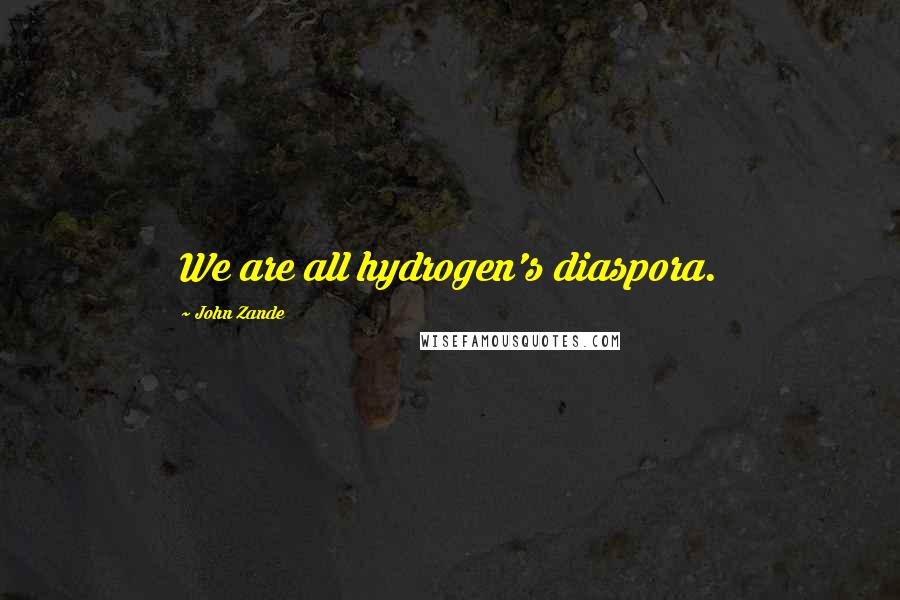 John Zande Quotes: We are all hydrogen's diaspora.