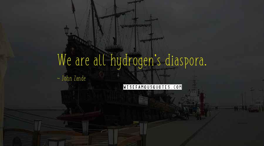 John Zande Quotes: We are all hydrogen's diaspora.