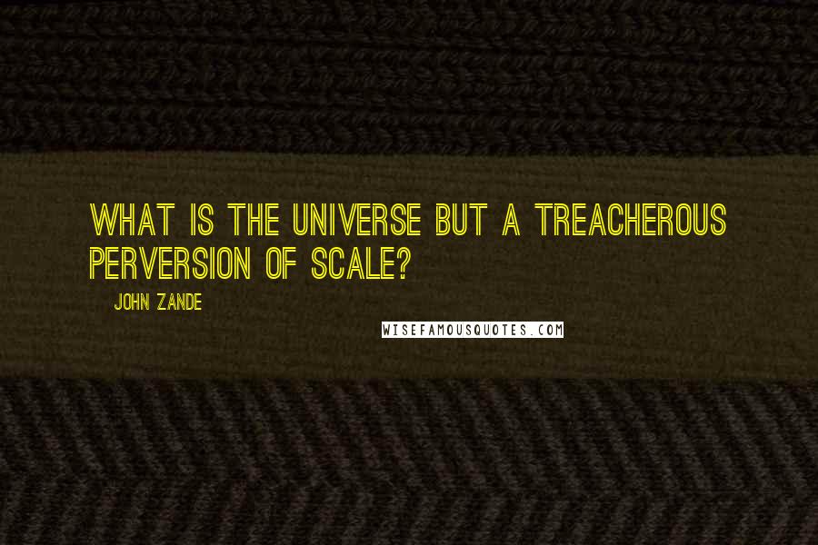 John Zande Quotes: What is the universe but a treacherous perversion of scale?