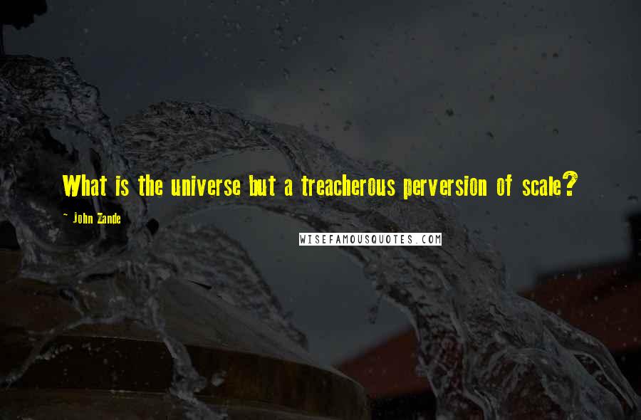 John Zande Quotes: What is the universe but a treacherous perversion of scale?