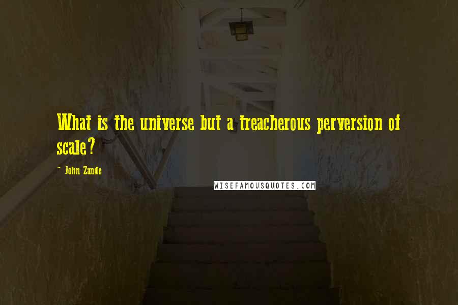 John Zande Quotes: What is the universe but a treacherous perversion of scale?