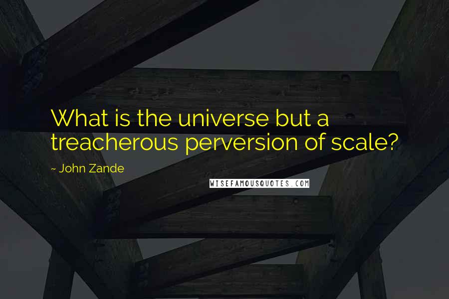 John Zande Quotes: What is the universe but a treacherous perversion of scale?