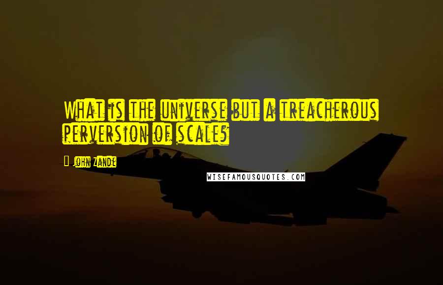 John Zande Quotes: What is the universe but a treacherous perversion of scale?