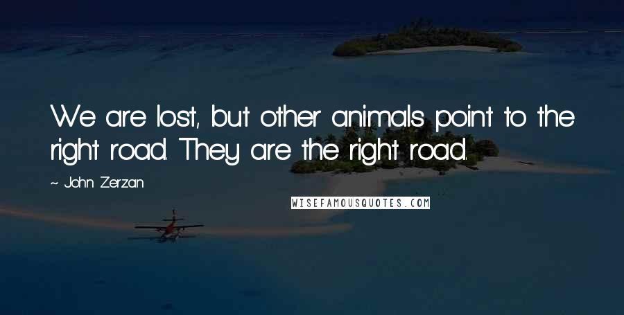 John Zerzan Quotes: We are lost, but other animals point to the right road. They are the right road.