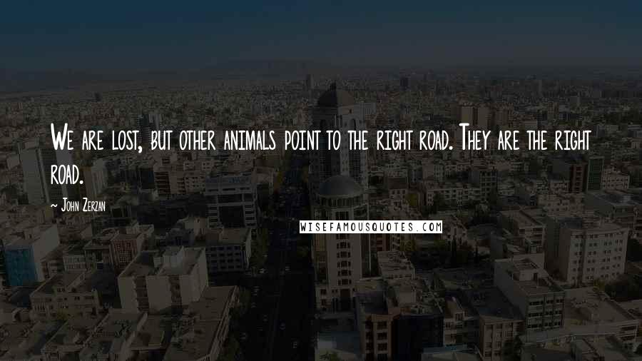 John Zerzan Quotes: We are lost, but other animals point to the right road. They are the right road.