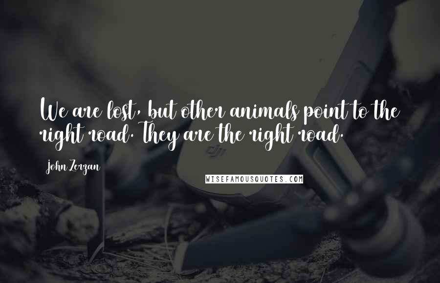 John Zerzan Quotes: We are lost, but other animals point to the right road. They are the right road.