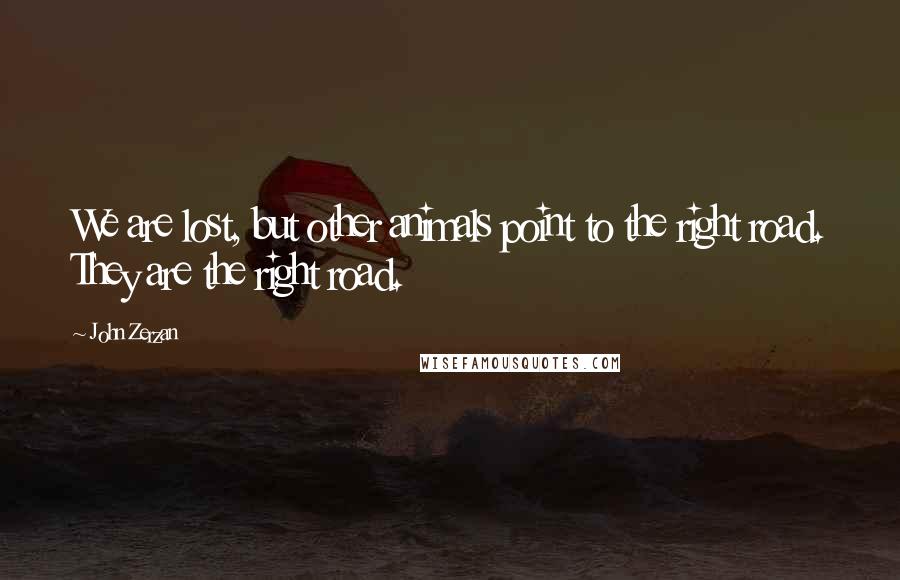 John Zerzan Quotes: We are lost, but other animals point to the right road. They are the right road.