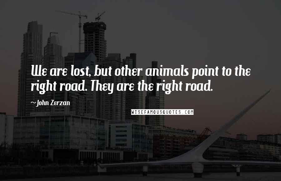 John Zerzan Quotes: We are lost, but other animals point to the right road. They are the right road.