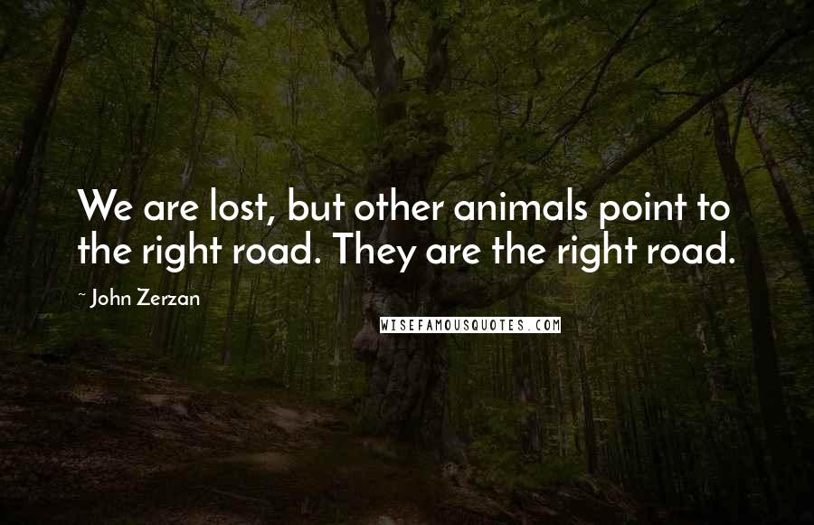 John Zerzan Quotes: We are lost, but other animals point to the right road. They are the right road.