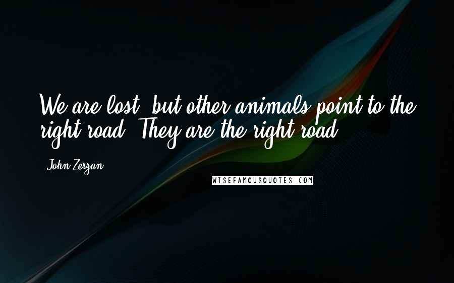 John Zerzan Quotes: We are lost, but other animals point to the right road. They are the right road.