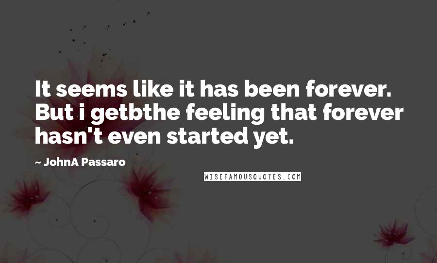 JohnA Passaro Quotes: It seems like it has been forever. But i getbthe feeling that forever hasn't even started yet.