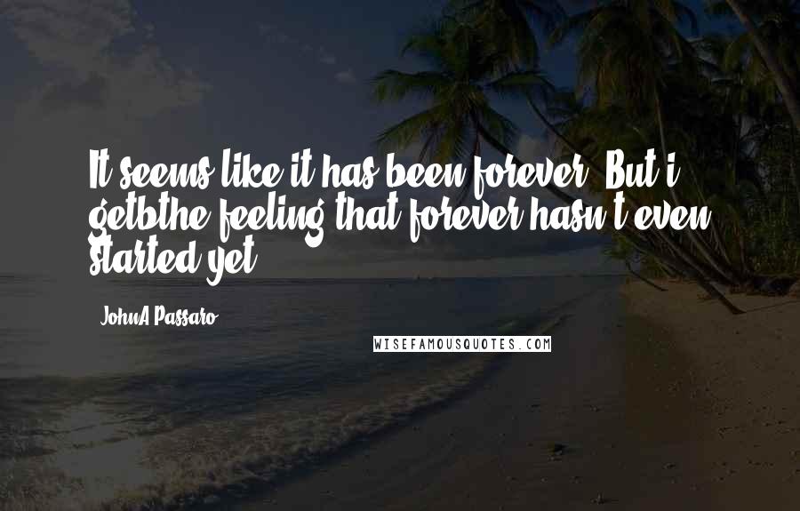 JohnA Passaro Quotes: It seems like it has been forever. But i getbthe feeling that forever hasn't even started yet.