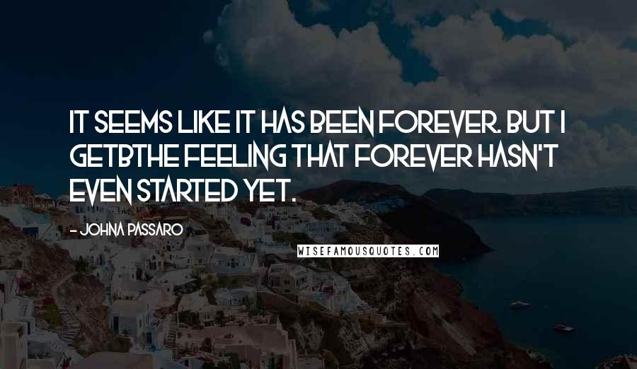 JohnA Passaro Quotes: It seems like it has been forever. But i getbthe feeling that forever hasn't even started yet.