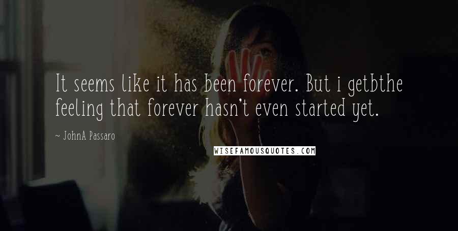 JohnA Passaro Quotes: It seems like it has been forever. But i getbthe feeling that forever hasn't even started yet.