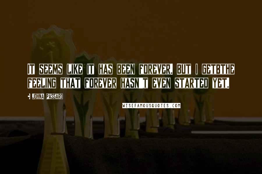 JohnA Passaro Quotes: It seems like it has been forever. But i getbthe feeling that forever hasn't even started yet.