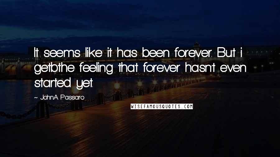 JohnA Passaro Quotes: It seems like it has been forever. But i getbthe feeling that forever hasn't even started yet.