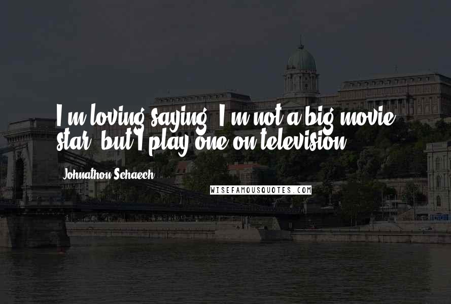 Johnathon Schaech Quotes: I'm loving saying 'I'm not a big movie star, but I play one on television.'