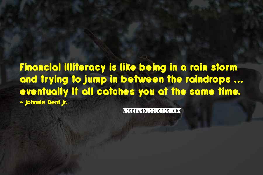 Johnnie Dent Jr. Quotes: Financial illiteracy is like being in a rain storm and trying to jump in between the raindrops ... eventually it all catches you at the same time.