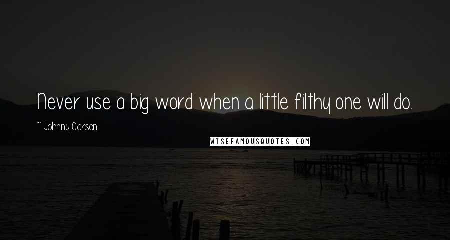 Johnny Carson Quotes: Never use a big word when a little filthy one will do.