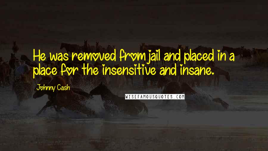 Johnny Cash Quotes: He was removed from jail and placed in a place for the insensitive and insane.