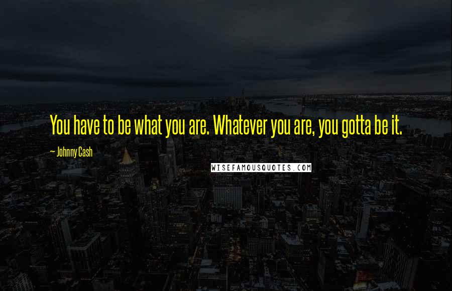 Johnny Cash Quotes: You have to be what you are. Whatever you are, you gotta be it.