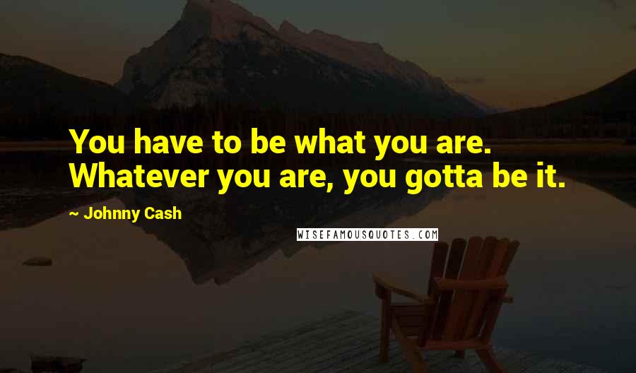 Johnny Cash Quotes: You have to be what you are. Whatever you are, you gotta be it.