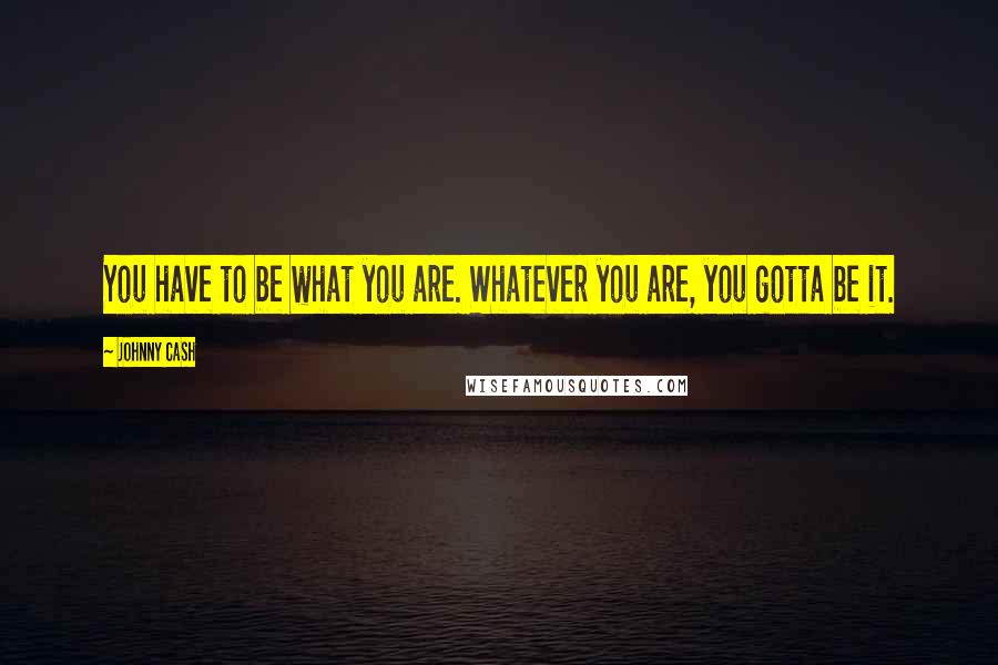 Johnny Cash Quotes: You have to be what you are. Whatever you are, you gotta be it.