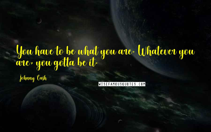 Johnny Cash Quotes: You have to be what you are. Whatever you are, you gotta be it.