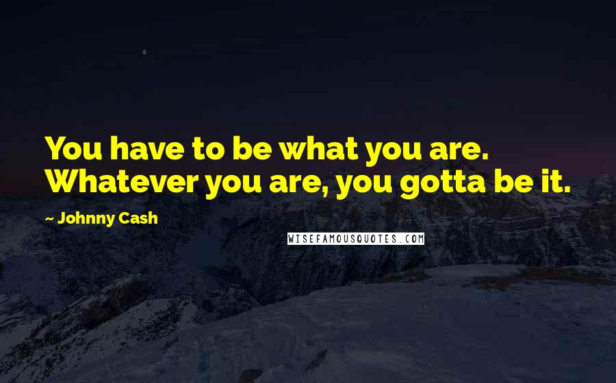 Johnny Cash Quotes: You have to be what you are. Whatever you are, you gotta be it.