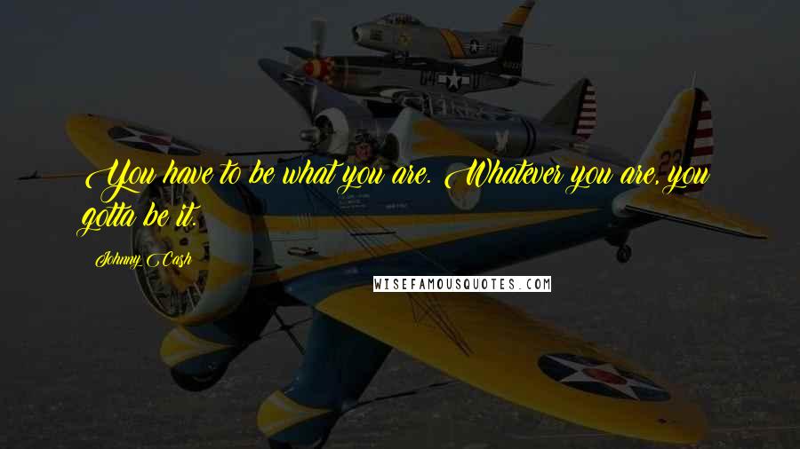 Johnny Cash Quotes: You have to be what you are. Whatever you are, you gotta be it.