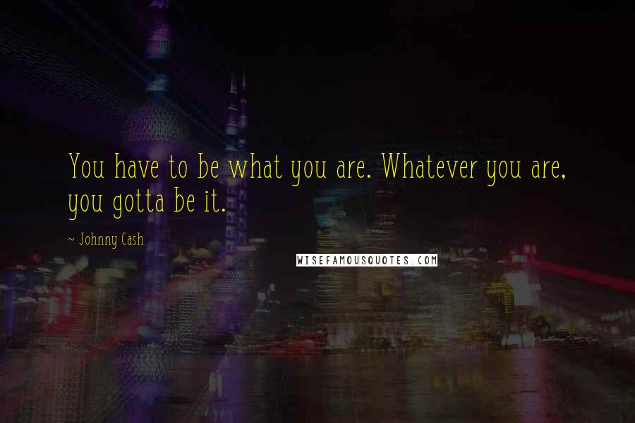Johnny Cash Quotes: You have to be what you are. Whatever you are, you gotta be it.
