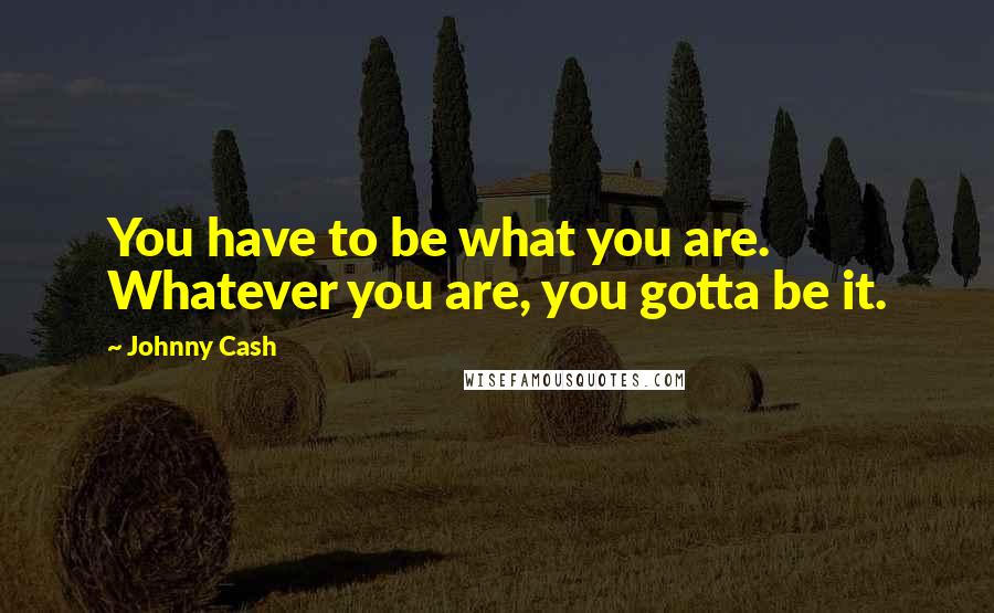 Johnny Cash Quotes: You have to be what you are. Whatever you are, you gotta be it.