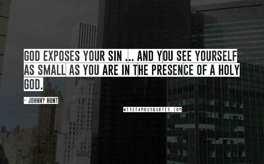 Johnny Hunt Quotes: God exposes your sin ... And you see yourself as small as you are in the presence of a holy God.