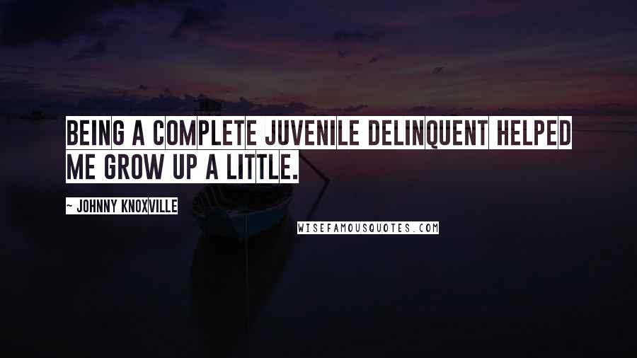 Johnny Knoxville Quotes: Being a complete juvenile delinquent helped me grow up a little.