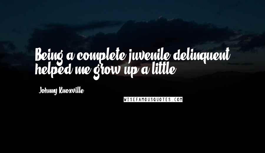 Johnny Knoxville Quotes: Being a complete juvenile delinquent helped me grow up a little.