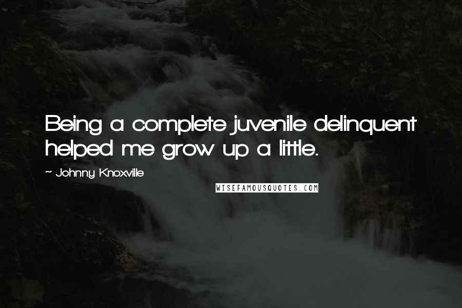 Johnny Knoxville Quotes: Being a complete juvenile delinquent helped me grow up a little.