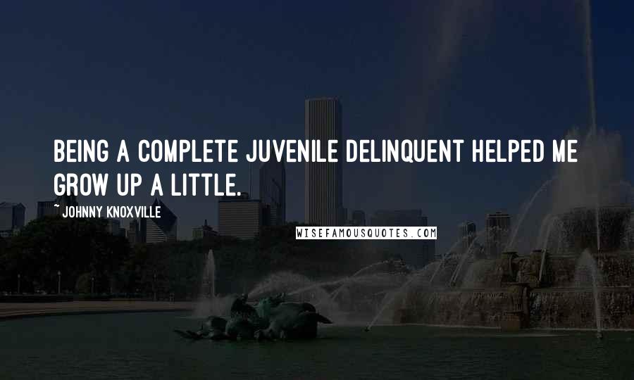 Johnny Knoxville Quotes: Being a complete juvenile delinquent helped me grow up a little.