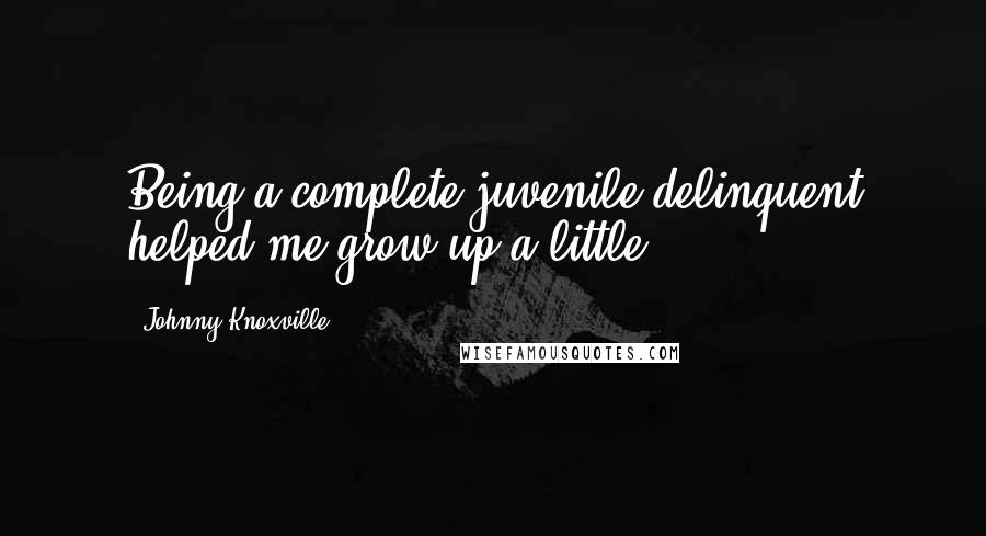 Johnny Knoxville Quotes: Being a complete juvenile delinquent helped me grow up a little.