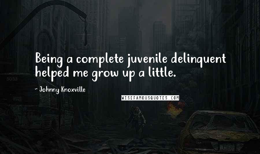 Johnny Knoxville Quotes: Being a complete juvenile delinquent helped me grow up a little.