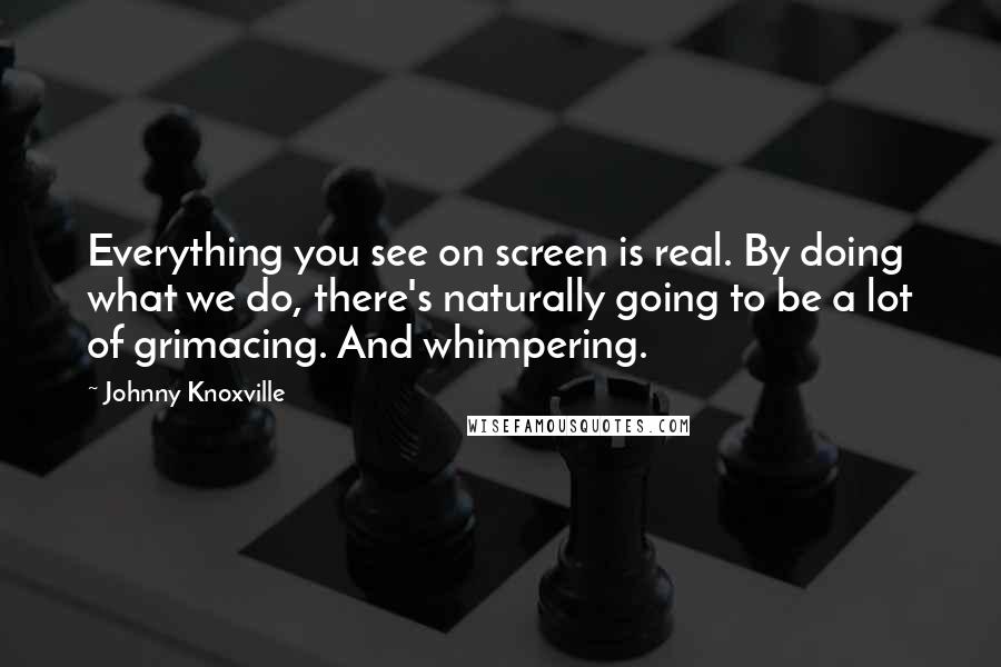 Johnny Knoxville Quotes: Everything you see on screen is real. By doing what we do, there's naturally going to be a lot of grimacing. And whimpering.
