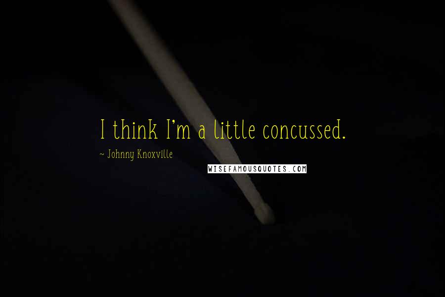 Johnny Knoxville Quotes: I think I'm a little concussed.