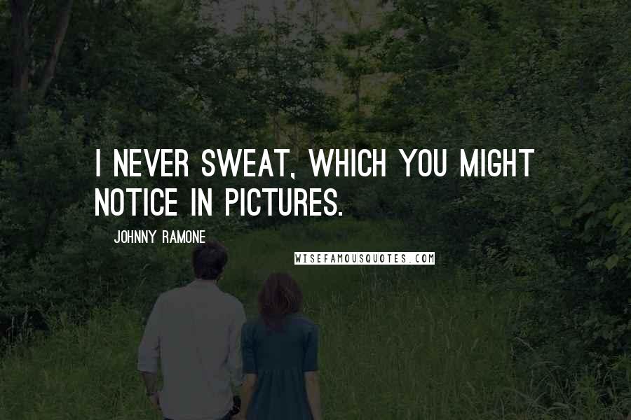 Johnny Ramone Quotes: I never sweat, which you might notice in pictures.