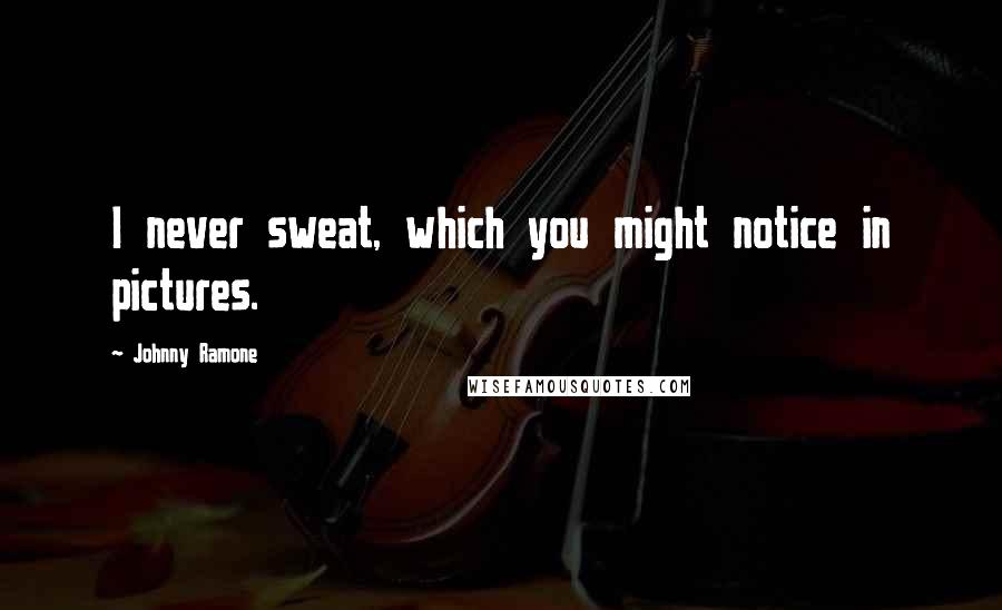 Johnny Ramone Quotes: I never sweat, which you might notice in pictures.