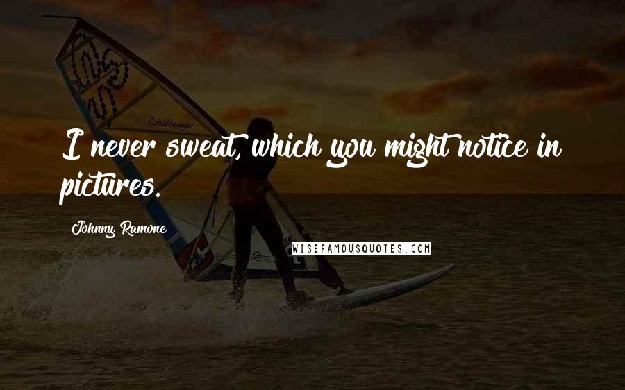 Johnny Ramone Quotes: I never sweat, which you might notice in pictures.