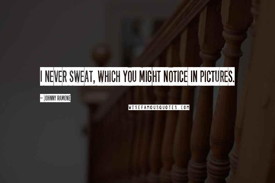 Johnny Ramone Quotes: I never sweat, which you might notice in pictures.