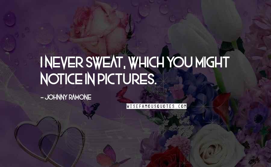 Johnny Ramone Quotes: I never sweat, which you might notice in pictures.
