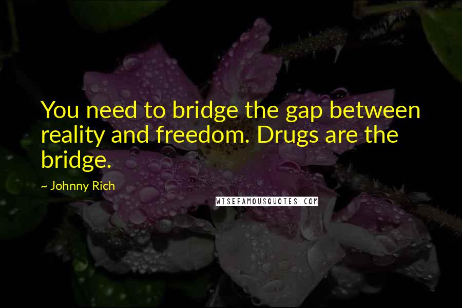 Johnny Rich Quotes: You need to bridge the gap between reality and freedom. Drugs are the bridge.