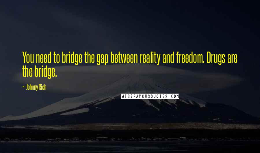 Johnny Rich Quotes: You need to bridge the gap between reality and freedom. Drugs are the bridge.
